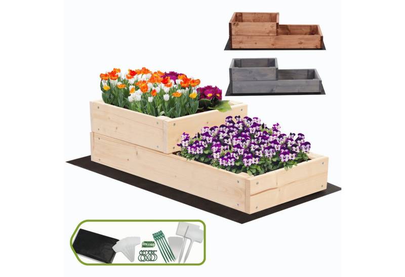 Modo24 Hochbeet ZP07 Kräuterbeet Pflanzbeet Holz Stufen Treppe Höhe 18 cm (Gartenbeet Holz Garten viele Größen bis 120cm und 4 Farben FSC Holz) von Modo24