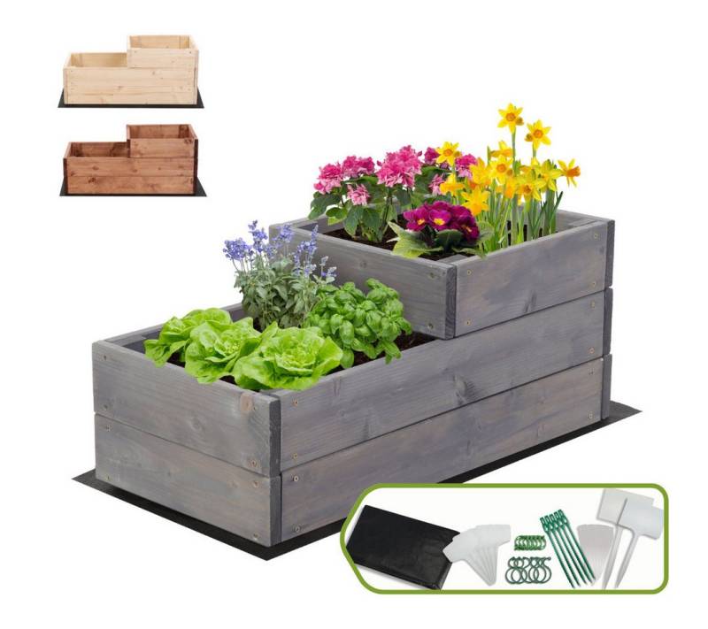 Modo24 Hochbeet ZP07 Kräuterbeet Pflanzbeet Holz Stufen Treppe Höhe 27 cm (Gartenbeet Holz Garten viele Größen bis 120 cm und 4 Farben FSC Holz) von Modo24
