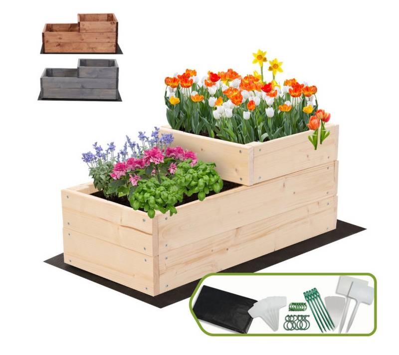 Modo24 Hochbeet ZP07 Kräuterbeet Pflanzbeet Holz Stufen Treppe Höhe 27 cm (Gartenbeet Holz Garten viele Größen bis 120 cm und 4 Farben FSC Holz) von Modo24