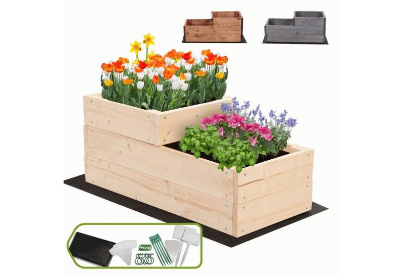 Modo24 Hochbeet ZP07 Kräuterbeet Pflanzbeet Holz Stufen Treppe Höhe 27 cm (Gartenbeet Holz Garten viele Größen bis 120 cm und 4 Farben FSC Holz) von Modo24