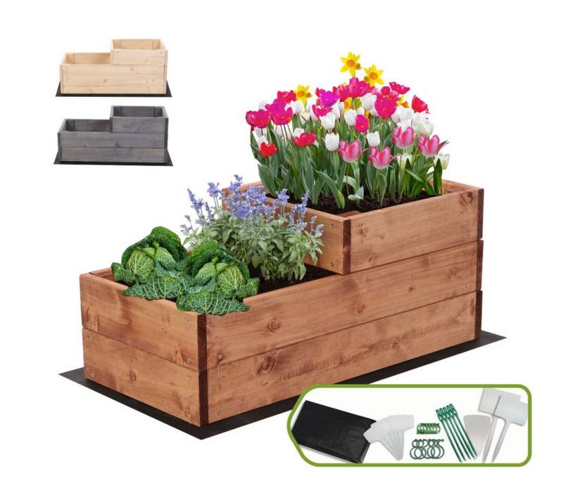 Modo24 Hochbeet ZP07 Kräuterbeet Pflanzbeet Holz Stufen Treppe Höhe 27 cm (Gartenbeet Holz Garten viele Größen bis 120 cm und 4 Farben FSC Holz) von Modo24