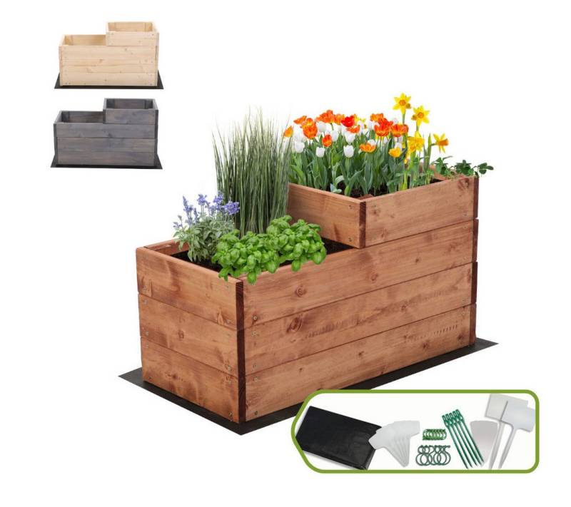 Modo24 Hochbeet ZP07 Kräuterbeet Pflanzbeet Holz Stufen Treppe Höhe 36 cm, Gartenbeet Holz Garten viele Größen bis 120 cm und 4 Farben FSC Holz von Modo24