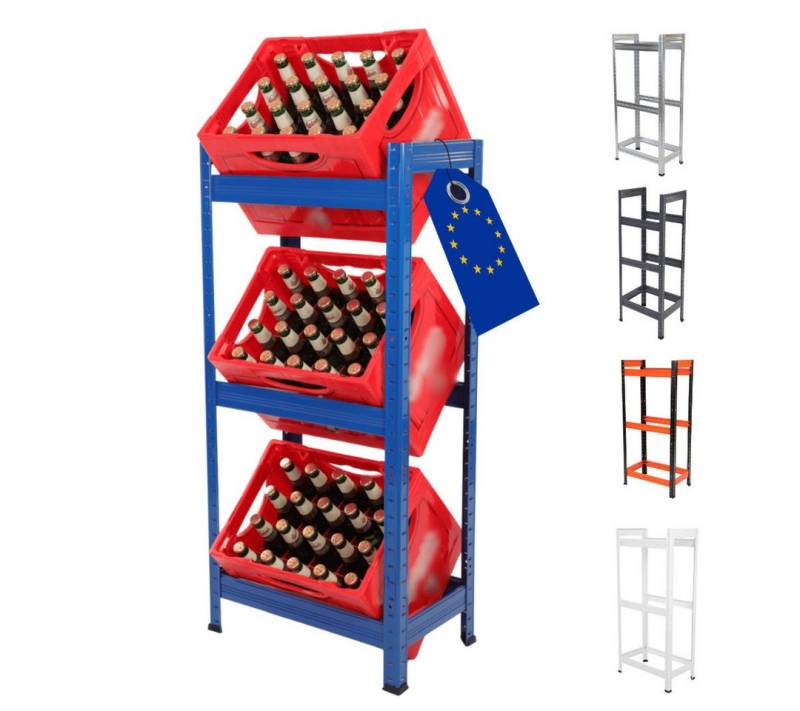 Modo24 Kastenständer Helios Kistenregal Metall, Kellerregal für 2-3 Kisten, Lagerregal, Getränkeregal Stabil Kistenständer Freistehend, Kistenhalter, 5 Farben von Modo24