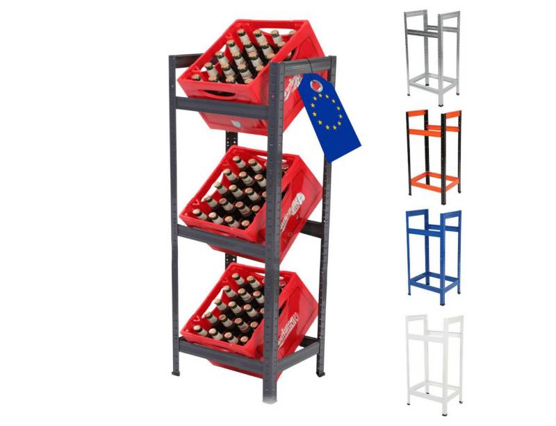 Modo24 Kastenständer Helios Kistenregal Metall, Kellerregal für 2-3 Kisten, Lagerregal, Getränkeregal Stabil Kistenständer Freistehend, Kistenhalter, 5 Farben von Modo24