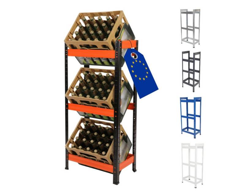 Modo24 Kastenständer Helios Kistenregal Metall, Kellerregal für 2-3 Kisten, Lagerregal, Getränkeregal Stabil Kistenständer Freistehend, Kistenhalter, 5 Farben von Modo24