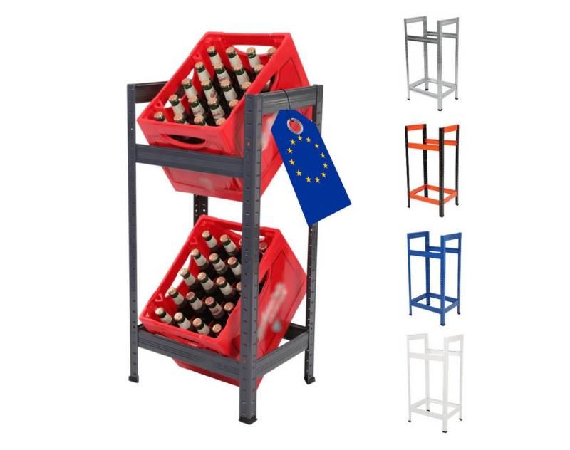 Modo24 Kastenständer Helios Kistenregal Metall, Kellerregal für 2-3 Kisten, Lagerregal, Getränkeregal Stabil Kistenständer Freistehend, Kistenhalter, 5 Farben von Modo24