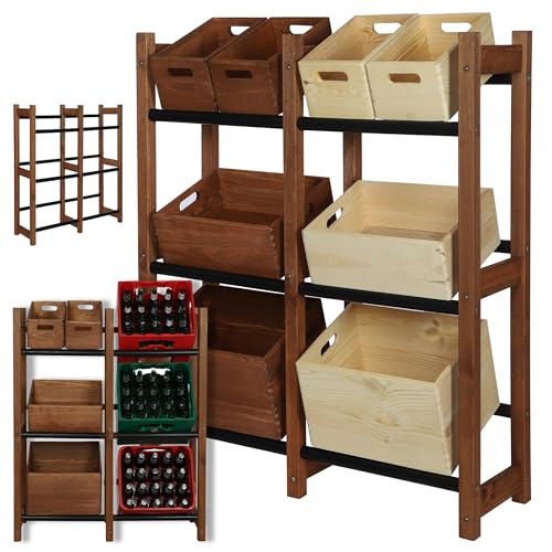 Modo24 Kistenständer Holz/PCV Regal Kastenregal Breite 53 oder 102 cm / 3 Farben (Braun, 106 cm) von Modo24