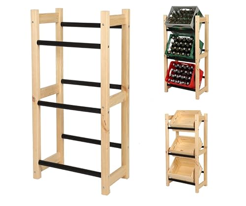 MODO24 Kistenständer Holz/PCV Regal Kastenregal Breite 53 oder 102 cm / 3 Farben (Natur, 53 cm) von MODO24