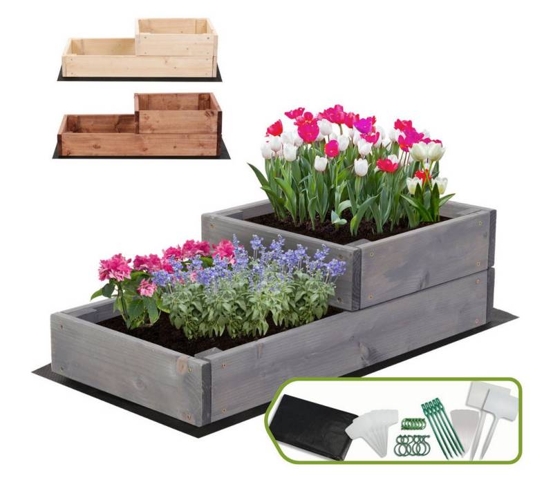 Modo24 Hochbeet ZP07 Kräuterbeet Pflanzbeet Holz Stufen Treppe (Gartenbeet Holz Garten viele Größen und Farben 18 cm hoch) von Modo24