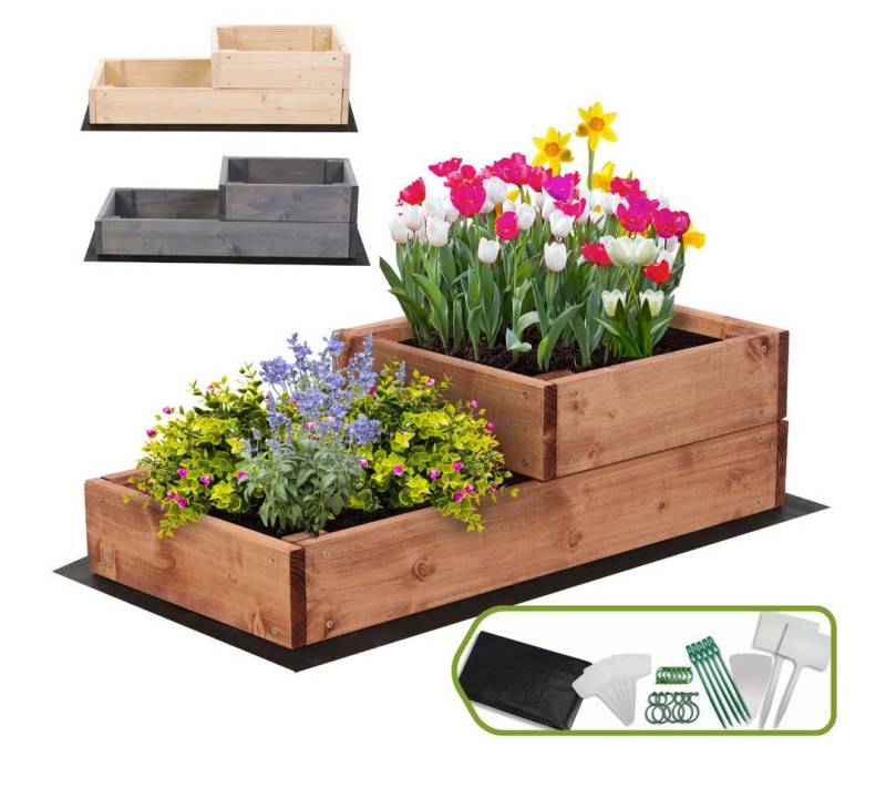 Modo24 Hochbeet ZP07 Kräuterbeet Pflanzbeet Holz Stufen Treppe (Gartenbeet Holz Garten viele Größen und Farben 18 cm hoch) von Modo24