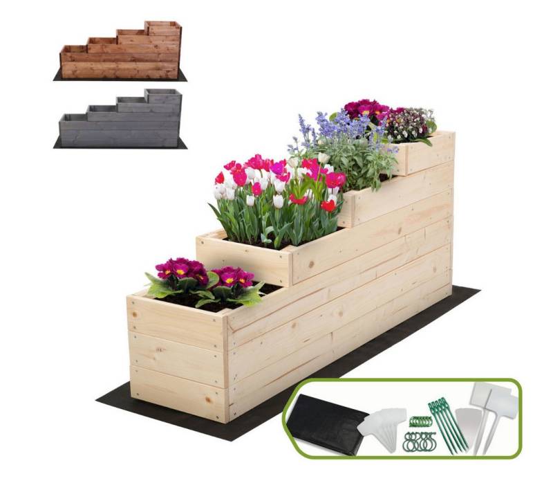 Modo24 Hochbeet ZP07 Kräuterbeet Pflanzbeet Holz Stufen Treppe Höhe 54 cm (FSC-Holz Gartenbeet Holz Garten viele Größen bis 120 cm und 4 Farben) von Modo24