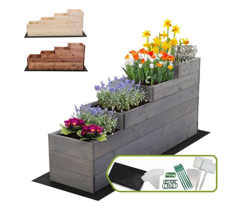 Modo24 Hochbeet ZP07 Kräuterbeet Pflanzbeet Holz Stufen Treppe Höhe 54 cm (FSC-Holz Gartenbeet Holz Garten viele Größen bis 120 cm und 4 Farben) von Modo24