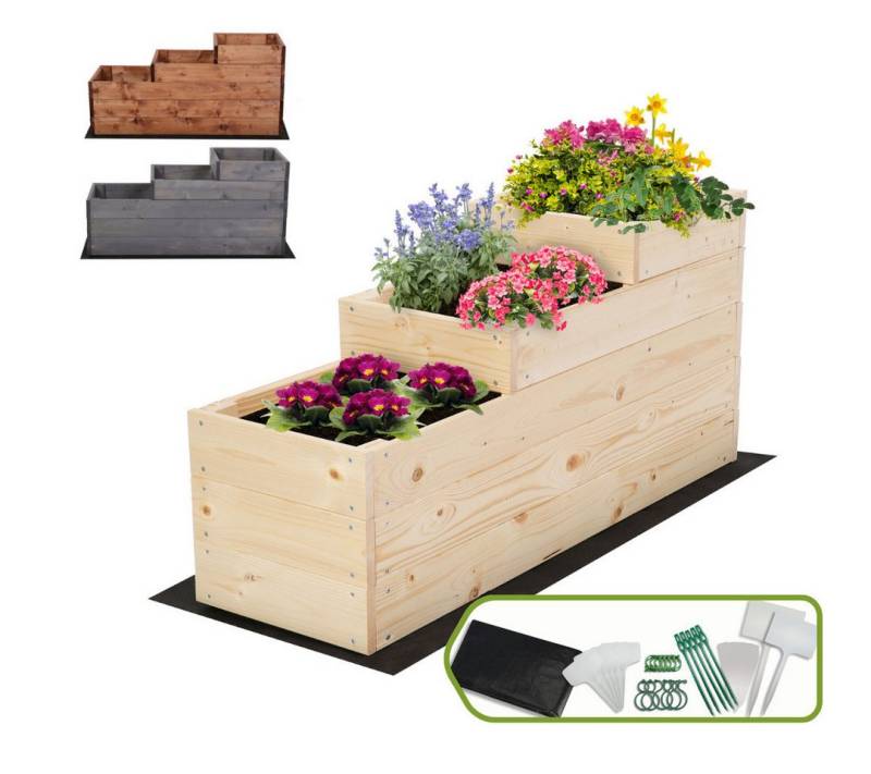 Modo24 Hochbeet ZP07 Kräuterbeet Pflanzbeet Holz Stufen Treppe Höhe 45 cm (Gartenbeet Holz Garten viele Größen bis 120 cm und 4 Farben FSC Holz) von Modo24