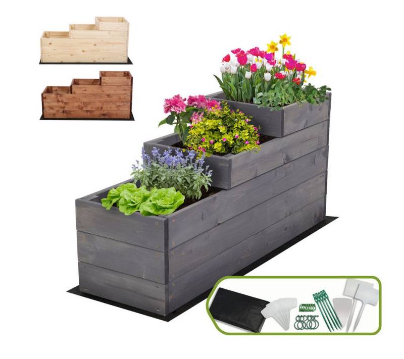 Modo24 Hochbeet ZP07 Kräuterbeet Pflanzbeet Holz Stufen Treppe Höhe 45 cm (Gartenbeet Holz Garten viele Größen bis 120 cm und 4 Farben FSC Holz) von Modo24