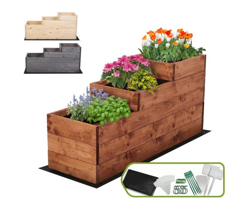 Modo24 Hochbeet ZP07 Kräuterbeet Pflanzbeet Holz Stufen Treppe Höhe 45 cm (Gartenbeet Holz Garten viele Größen bis 120 cm und 4 Farben FSC Holz) von Modo24
