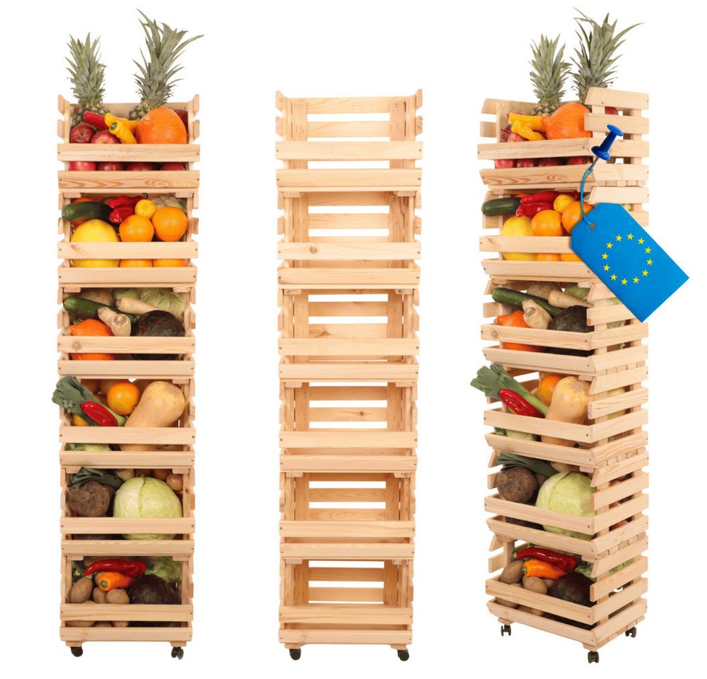 Modo24 Küchenregal Modular Holzregal für Gemüse Obst auf Rollen, Stapelbares Regalsystem, Kartoffelsteige, Küchenregal, Vorratsregal, Gemüseregal, 3 Farben Modo24 Küchenregal Modular Holzregal für Gemüse Obst auf Rollen, Stapelbares Regalsystem, Kartoffelsteige, Küchenregal, Vorratsregal, Gemüseregal, 3 Farben von Modo24