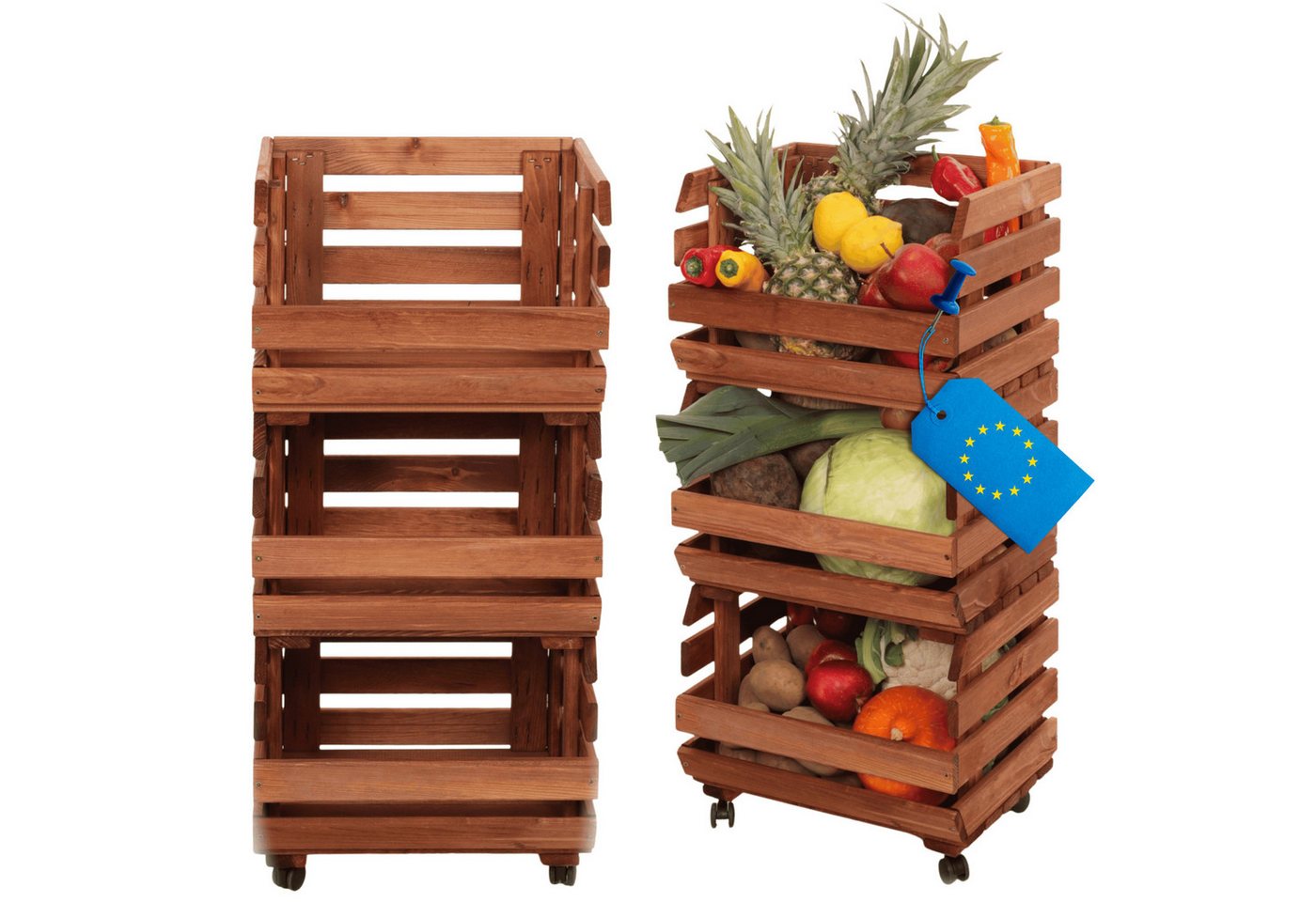 Modo24 Küchenregal Modular Holzregal für Gemüse Obst auf Rollen, Stapelbares Regalsystem, Kartoffelsteige, Küchenregal, Vorratsregal, Gemüseregal, 3 Farben Modo24 Küchenregal Modular Holzregal für Gemüse Obst auf Rollen, Stapelbares Regalsystem, Kartoffelsteige, Küchenregal, Vorratsregal, Gemüseregal, 3 Farben von Modo24