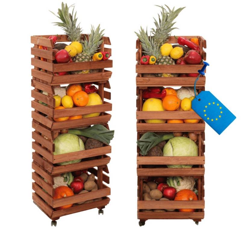 Modo24 Küchenregal Modular Holzregal für Gemüse Obst auf Rollen, Stapelbares Regalsystem, Kartoffelsteige, Küchenregal, Vorratsregal, Gemüseregal, 3 Farben Modo24 Küchenregal Modular Holzregal für Gemüse Obst auf Rollen, Stapelbares Regalsystem, Kartoffelsteige, Küchenregal, Vorratsregal, Gemüseregal, 3 Farben von Modo24