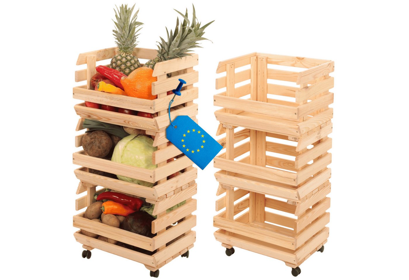Modo24 Küchenregal Modular Holzregal für Gemüse Obst auf Rollen, Stapelbares Regalsystem, Kartoffelsteige, Küchenregal, Vorratsregal, Gemüseregal, 3 Farben Modo24 Küchenregal Modular Holzregal für Gemüse Obst auf Rollen, Stapelbares Regalsystem, Kartoffelsteige, Küchenregal, Vorratsregal, Gemüseregal, 3 Farben von Modo24