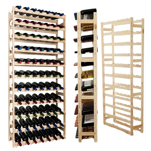 MODO24 Flaschenregal, Weinregal Holz für 77 Flaschen, Weinschrank, Weinständer, Getränkeregal, Weinflaschenhalter, Flaschen Organizer, Weinschrank, Abmessungen 166x72x25 cm, Farben: Naturholz MODO24 Flaschenregal, Weinregal Holz für 77 Flaschen, Weinschrank, Weinständer, Getränkeregal, Weinflaschenhalter, Flaschen Organizer, Weinschrank, Abmessungen 166x72x25 cm, Farben: Naturholz von MODO24