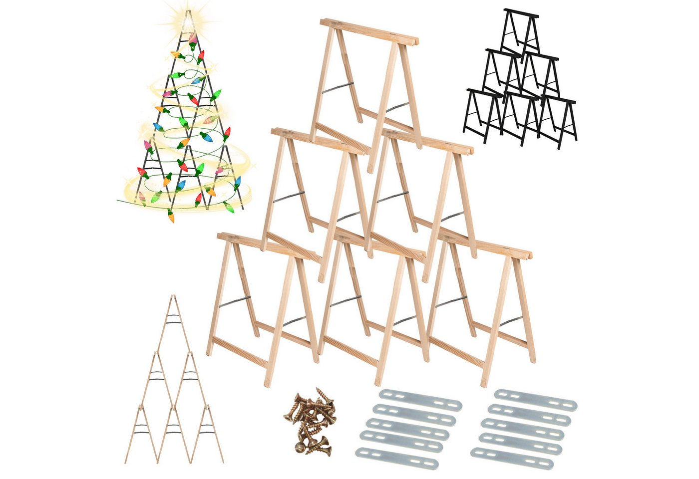 Modo24 Sägebock Holzbock Klappbock Arbeitsbock DIY Stern/ Weihnachtsstern SET, (Spar-Set, 6-St), /Tapezierbock Montagebock Unterstellbock/ Weihnachtsbaum - Tannenbaum von Modo24