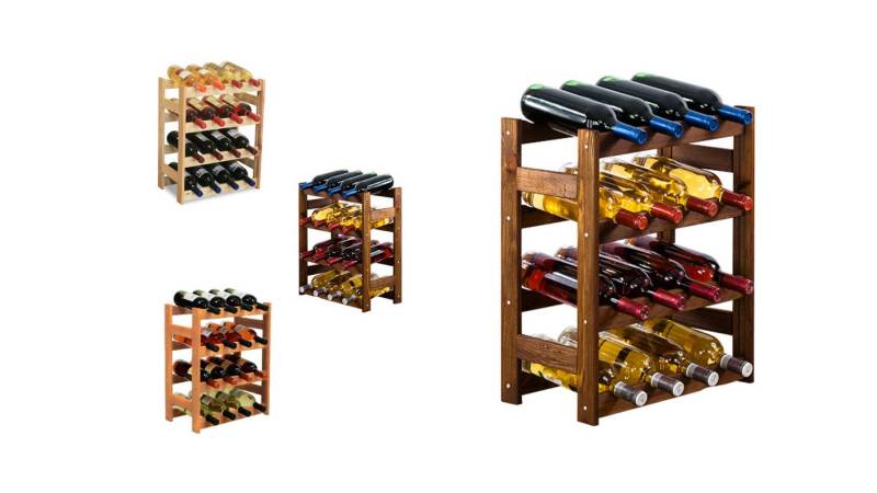 Modo24 Weinregal Flaschenregal Holzregal Flaschenständer Varianten 12 bis 91 Flaschen, RW1 Getränkeregal, 3 Farben, FSC Holz Nachhaltig von Modo24