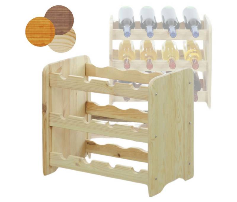 Modo24 Weinregal RW31 Flaschenregal aus Holz für 12 Flaschen, Weinschrank, Getränkeregal, Nachhaltig 3 Varianten Farben von Modo24