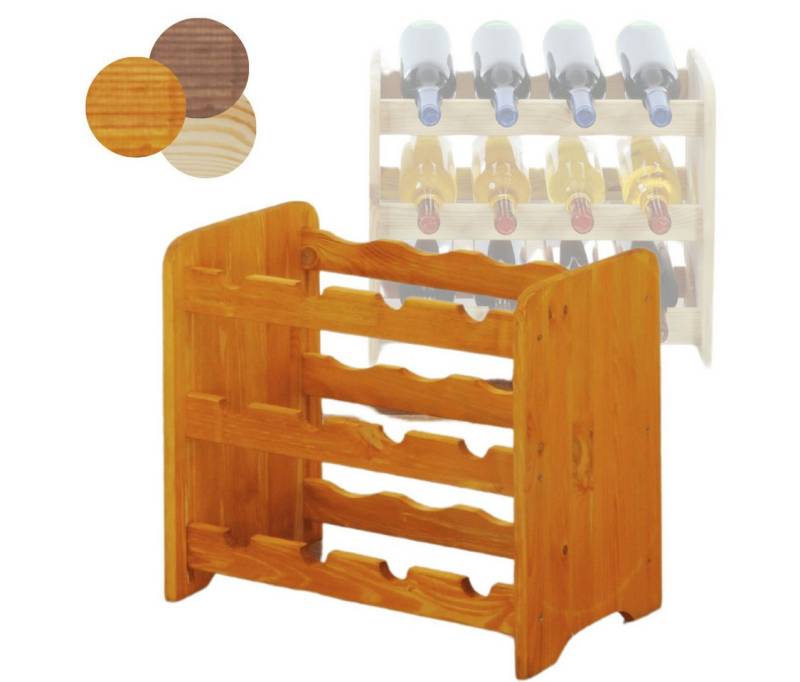 Modo24 Weinregal RW31 Flaschenregal aus Holz für 12 Flaschen, Weinschrank, Getränkeregal, Nachhaltig 3 Varianten Farben von Modo24