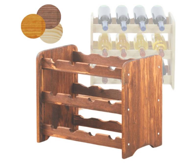 Modo24 Weinregal RW31 Flaschenregal aus Holz für 12 Flaschen, Weinschrank, Getränkeregal, Nachhaltig 3 Varianten Farben von Modo24