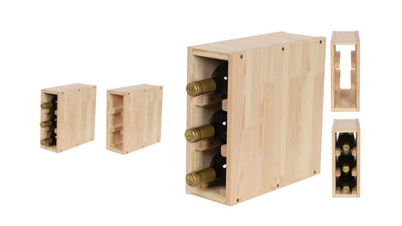 Modo24 Weinregal RW61, Modular Flaschenregal Flaschenständer Holzregal von Modo24