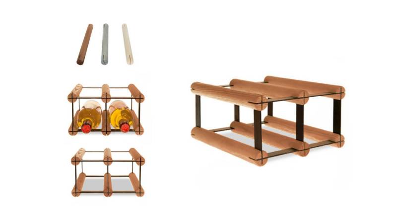 Modo24 Weinregal RW8 Flaschenregal Metall - Holz Flaschenständer 1 bis 81 Flaschen, / 81 Varianten / 3 Farben / Industrial Design von Modo24