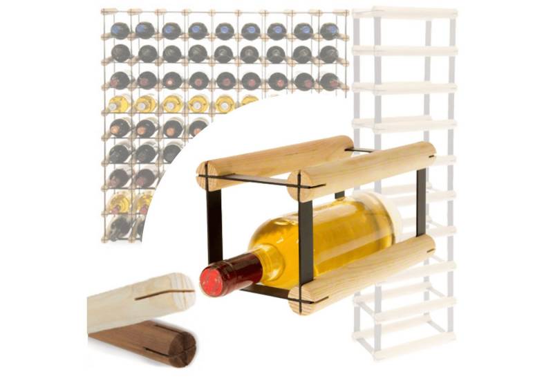 Modo24 Weinregal RW8 Flaschenregal Metall - Holz Flaschenständer 1 bis 81 Flaschen, 81 Varianten / 2 Farben / Industrial Design von Modo24