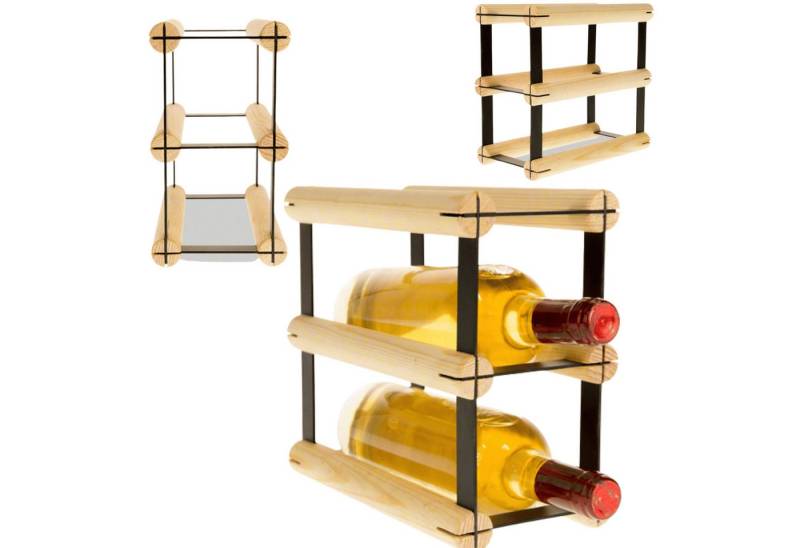 Modo24 Weinregal RW8 Flaschenregal Metall - Holz Flaschenständer 1 bis 81 Flaschen, 81 Varianten / 2 Farben / Industrial Design von Modo24