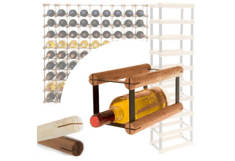 Modo24 Weinregal RW8 Flaschenregal Metall - Holz Flaschenständer 1 bis 81 Flaschen, 81 Varianten / 2 Farben / Industrial Design von Modo24