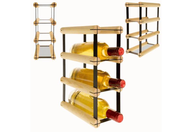 Modo24 Weinregal RW8 Flaschenregal Metall - Holz Flaschenständer 1 bis 81 Flaschen, 81 Varianten / 2 Farben / Industrial Design von Modo24