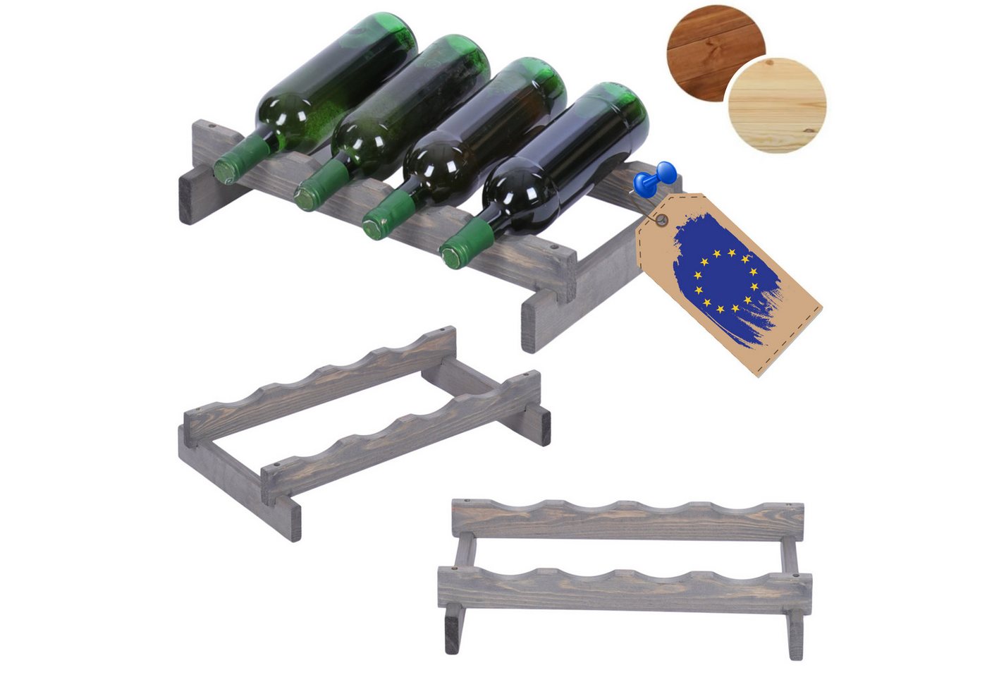 Modo24 Weinregal Weinregal, Holzregal, Modulares Weinständer, Weinhalter, Flaschenständer, Flaschenregal, Modernes Getränkeregal Modo24 Weinregal Weinregal, Holzregal, Modulares Weinständer, Weinhalter, Flaschenständer, Flaschenregal, Modernes Getränkeregal von Modo24