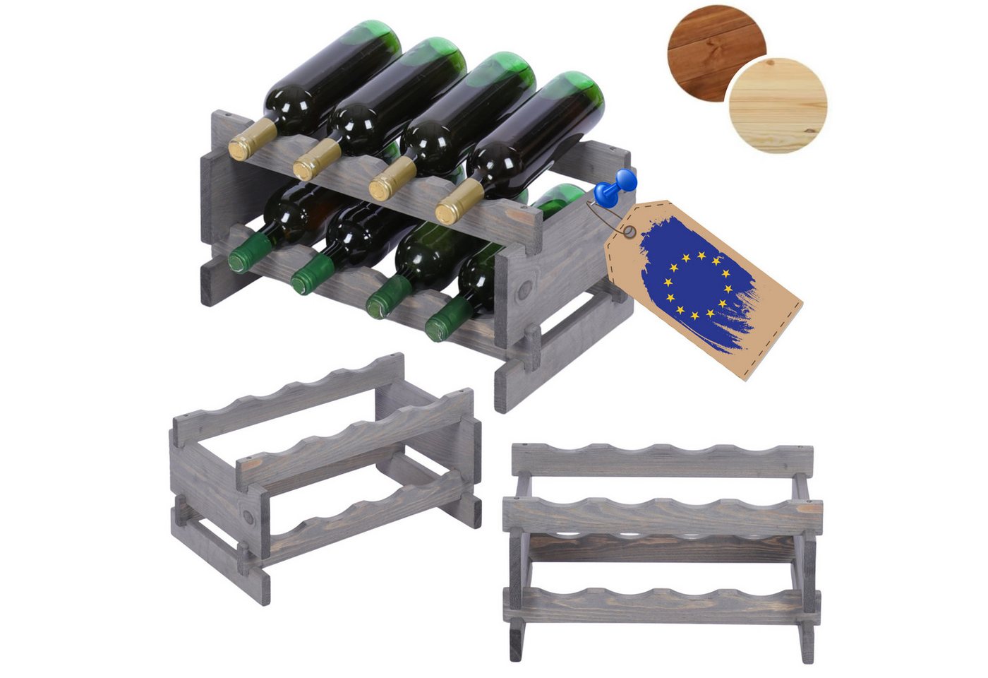 Modo24 Weinregal Weinregal, Holzregal, Modulares Weinständer, Weinhalter, Flaschenständer, Flaschenregal, Modernes Getränkeregal Modo24 Weinregal Weinregal, Holzregal, Modulares Weinständer, Weinhalter, Flaschenständer, Flaschenregal, Modernes Getränkeregal von Modo24