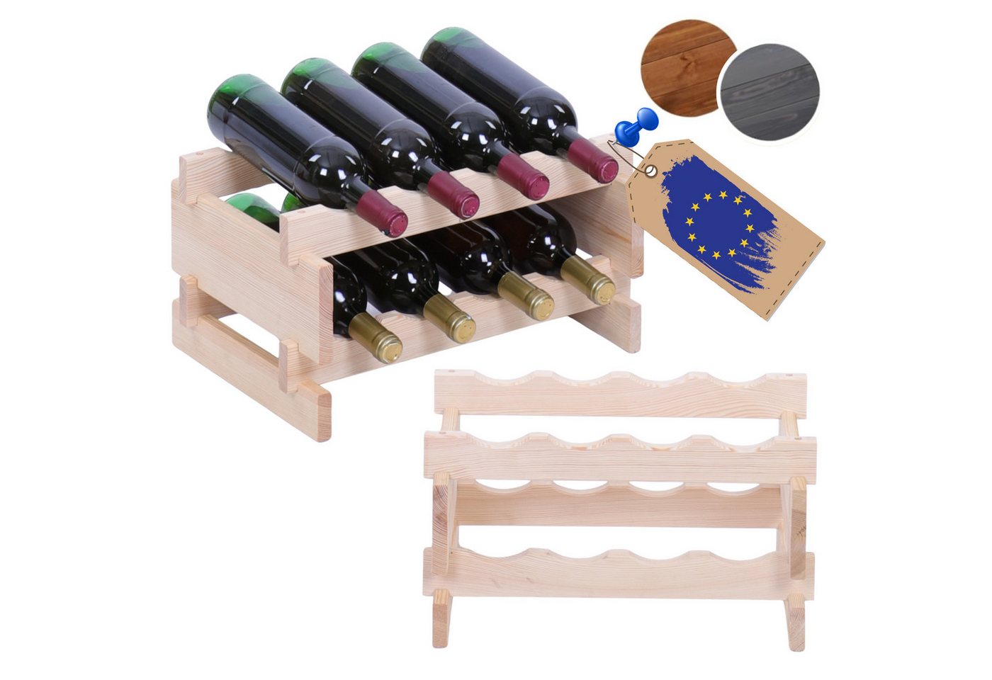 Modo24 Weinregal Weinregal, Holzregal, Modulares Weinständer, Weinhalter, Flaschenständer, Flaschenregal, Modernes Getränkeregal Modo24 Weinregal Weinregal, Holzregal, Modulares Weinständer, Weinhalter, Flaschenständer, Flaschenregal, Modernes Getränkeregal von Modo24
