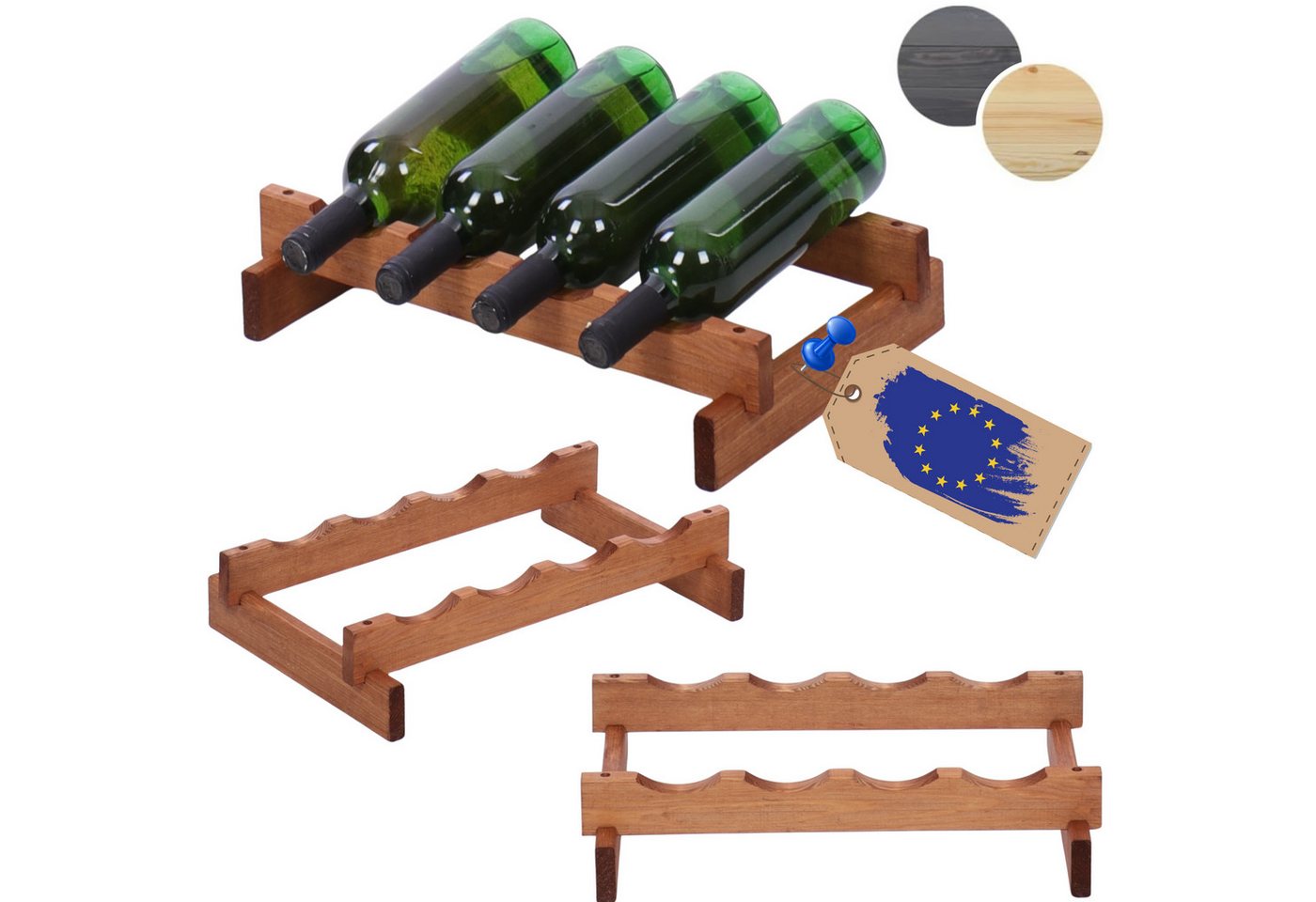 Modo24 Weinregal Weinregal, Holzregal, Modulares Weinständer, Weinhalter, Flaschenständer, Flaschenregal, Modernes Getränkeregal Modo24 Weinregal Weinregal, Holzregal, Modulares Weinständer, Weinhalter, Flaschenständer, Flaschenregal, Modernes Getränkeregal von Modo24