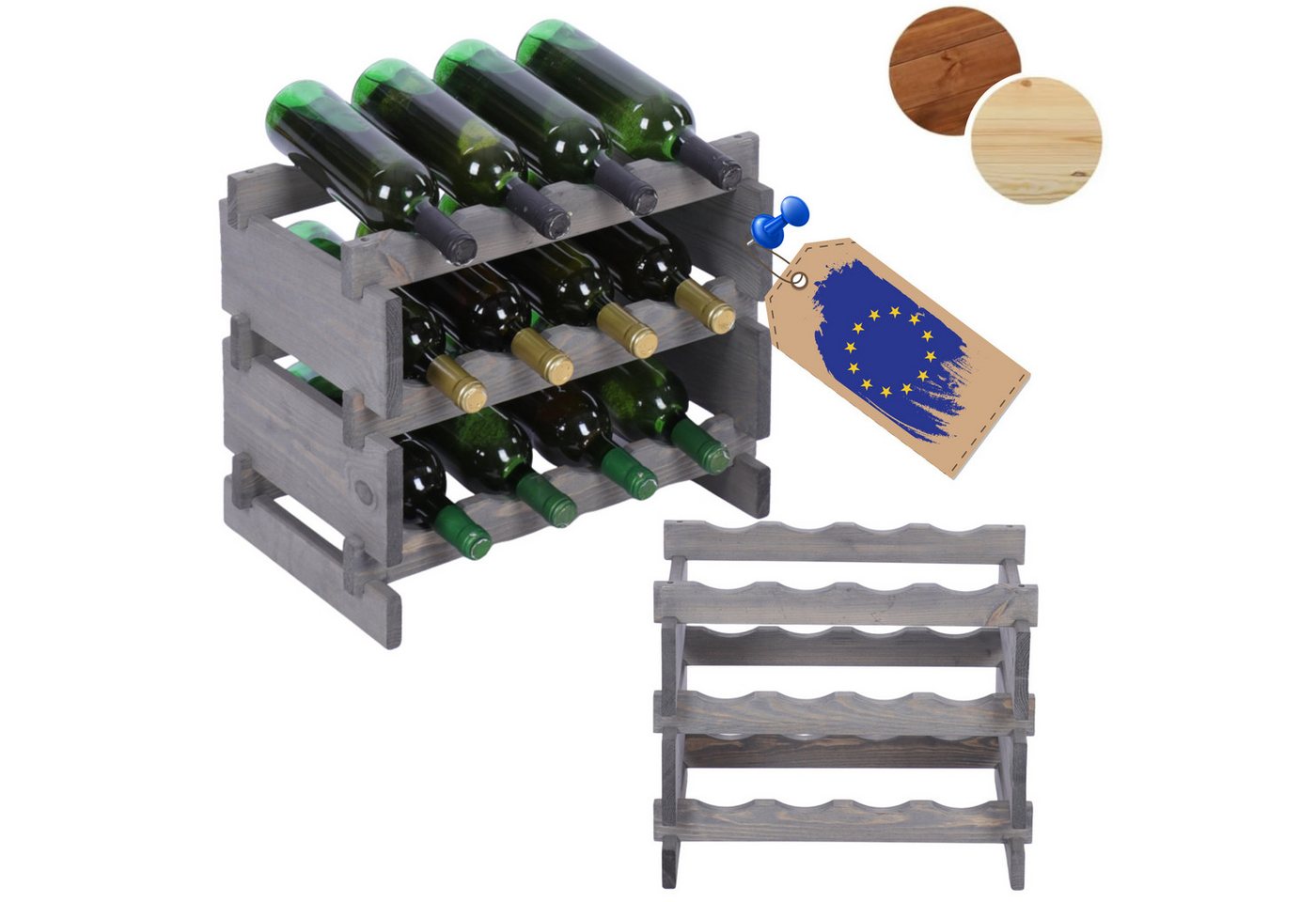 Modo24 Weinregal Weinregal, Holzregal, Modulares Weinständer, Weinhalter, Flaschenständer, Flaschenregal, Modernes Getränkeregal Modo24 Weinregal Weinregal, Holzregal, Modulares Weinständer, Weinhalter, Flaschenständer, Flaschenregal, Modernes Getränkeregal von Modo24