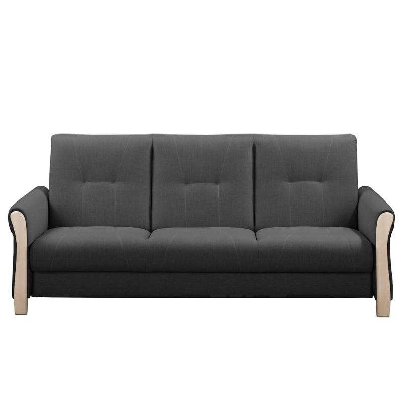 home24 Schlafsofa Outwell Grau/Anthrazit Webstoff 220 x 100 x 85cm Modern von home24