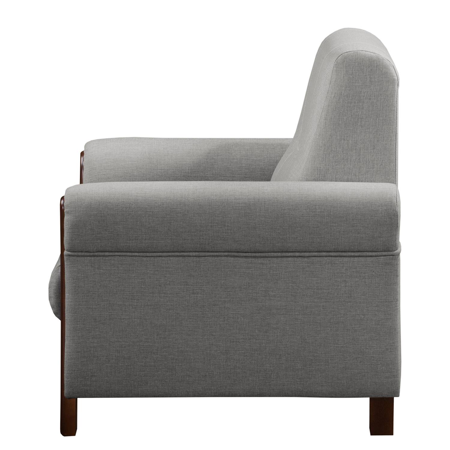 home24 Sessel Outwell Grau/Platin Webstoff ohne Hocker 80 x 100 x 85cm von home24