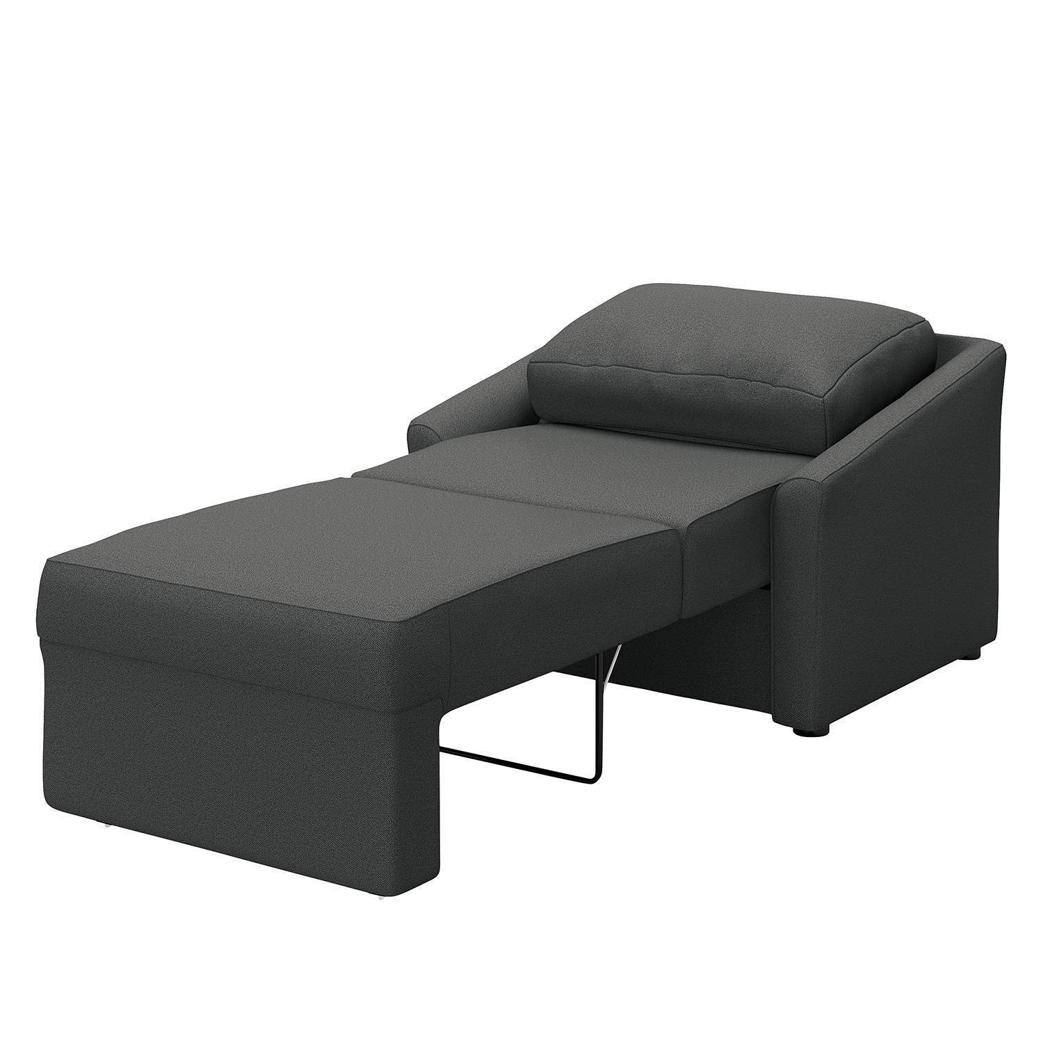 home24 Boxspring-Schlafsessel Befasy Schwarz/Anthrazit Webstoff Bona 108 x 86 x 96cm von home24