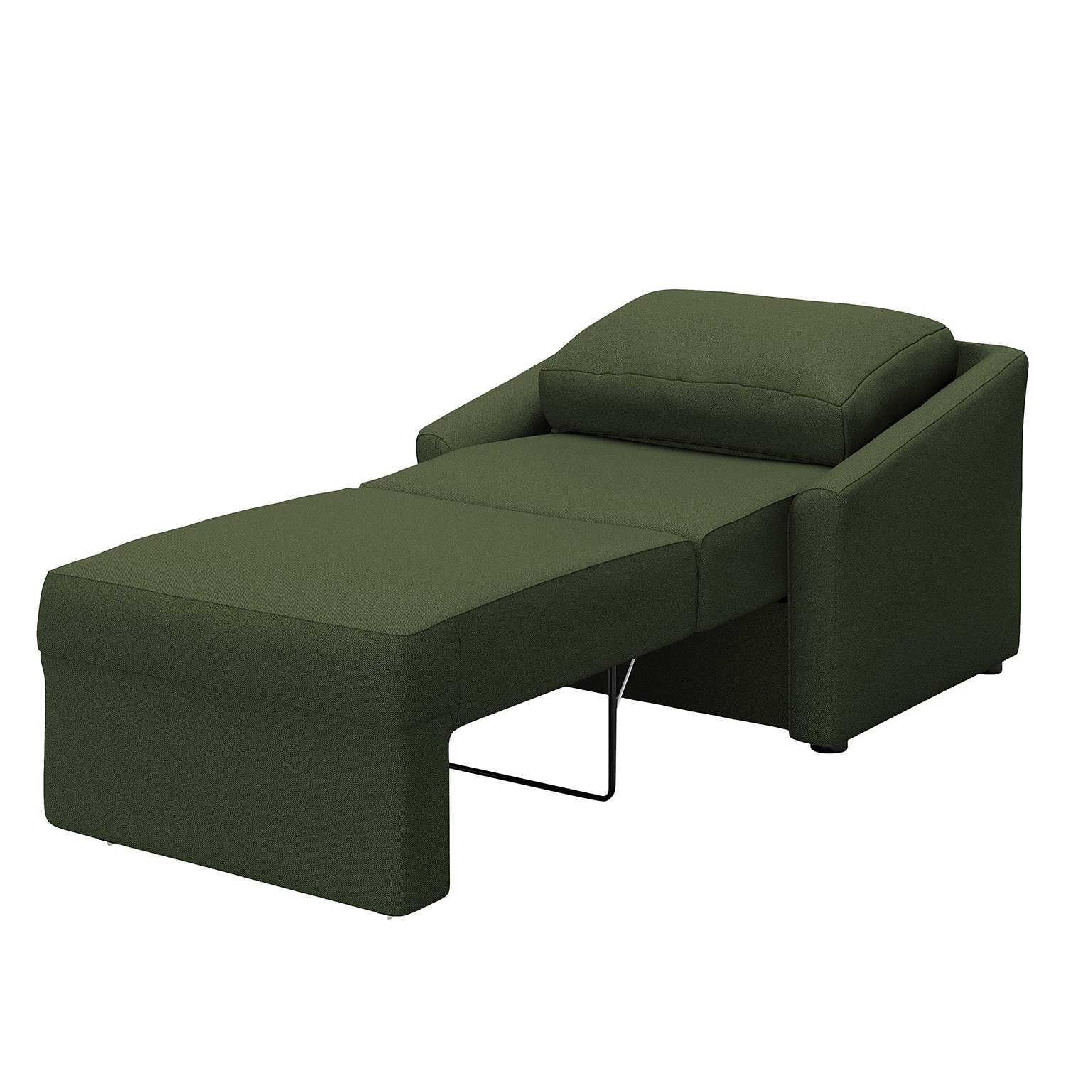home24 Boxspring-Schlafsessel Befasy Grün/Antikgrün Webstoff Bona 108 x 86 x 96cm von home24