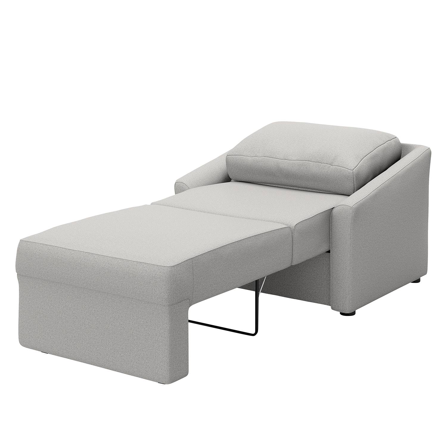 home24 Boxspring-Schlafsessel Befasy Grau/Lichtgrau Webstoff Bona 108 x 86 x 96cm von home24