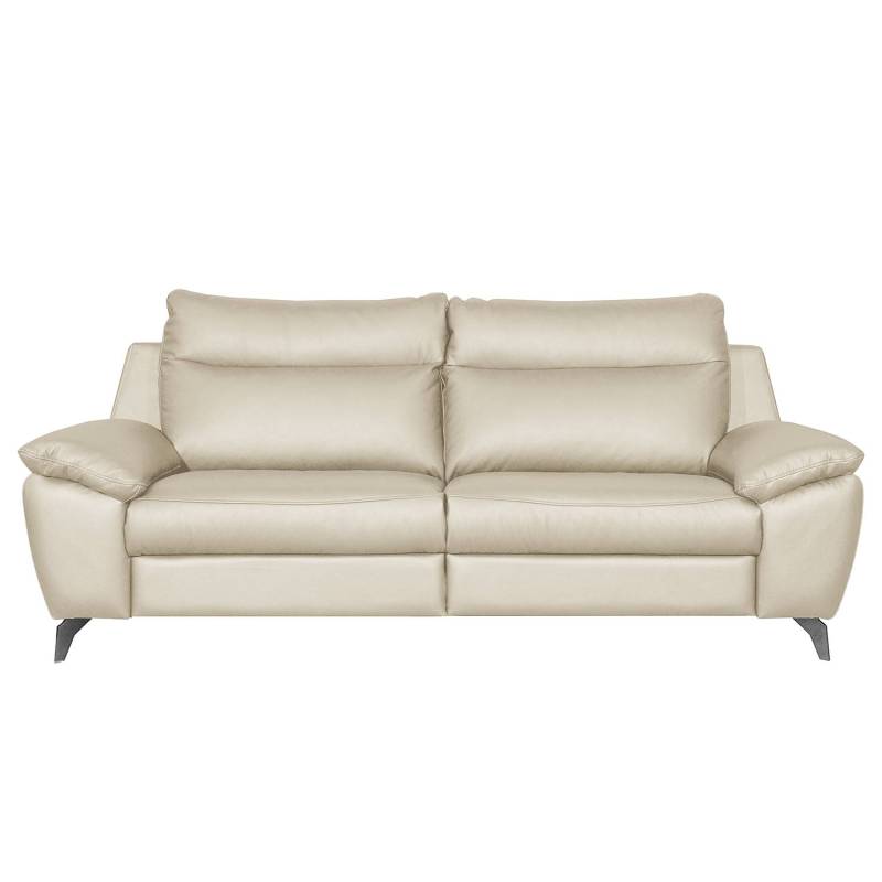 home24 Sofa Kimball 2,5 -Sitzer Grau/Creme Bezug: Echtleder Füße: Metall verchromt 216 x 95 x 96cm Keine Funktion Modern von home24