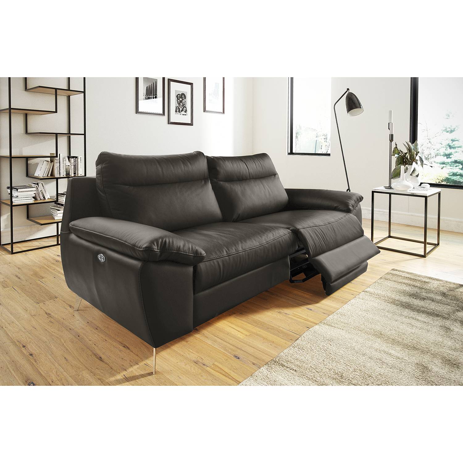 Modoform Sofa Kimball 2,5-Sitzer Dunkelgrau Echtleder 216x95x96 cm von Modoform