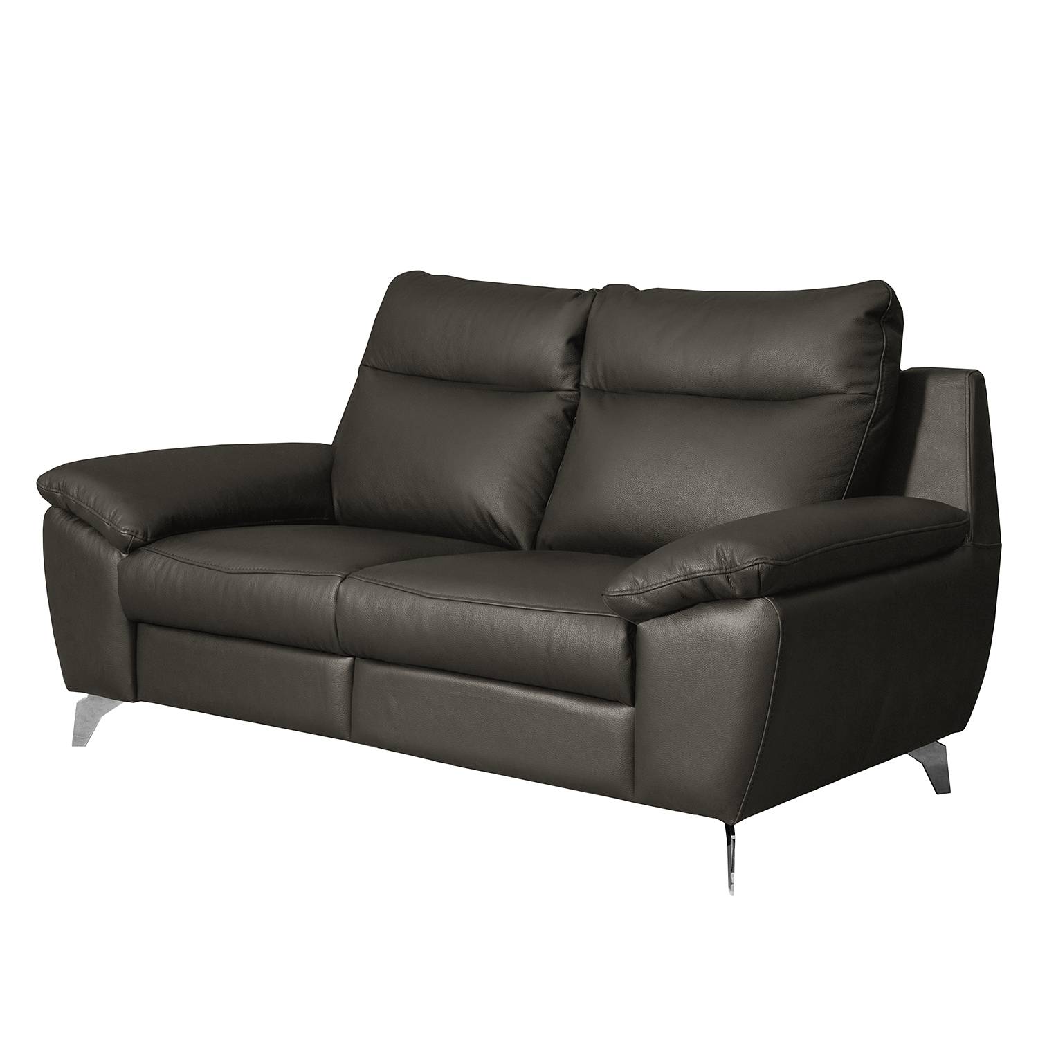 home24 Sofa Kimball 2 -Sitzer Grau/Dunkelgrau Bezug: Echtleder Füße: Metall verchromt 178 x 95 x 96cm Keine Funktion Modern von home24