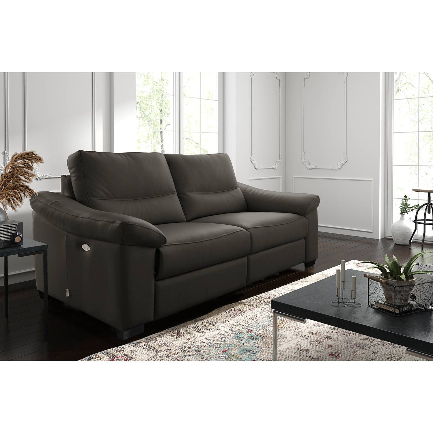 Modoform Sofa Lamexa I 2,5-Sitzer Dunkelgrau Echtleder 212x95x98 cm von Modoform