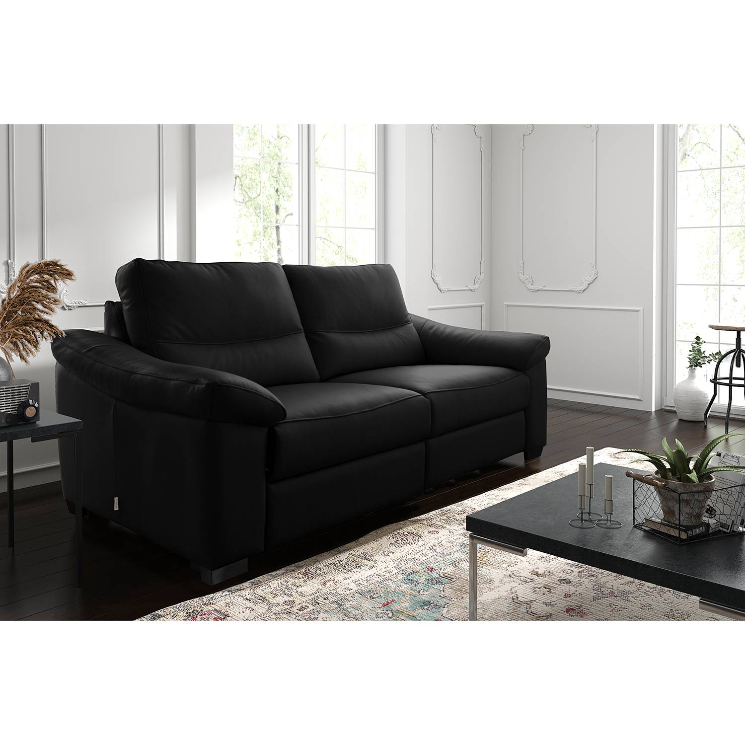 Modoform Sofa Lamexa I 2,5-Sitzer Schwarz Echtleder 212x95x98 cm von Modoform